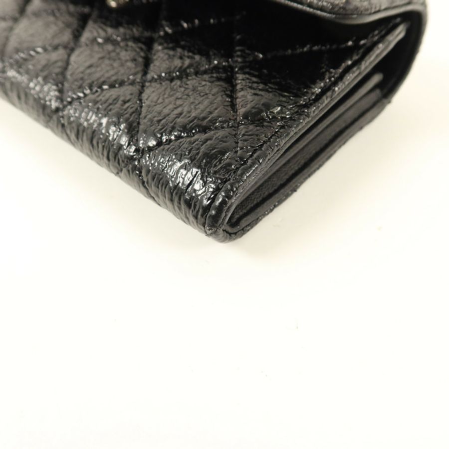 CHANEL 漆皮皮革Long Wallet銀扣長錢包-9
