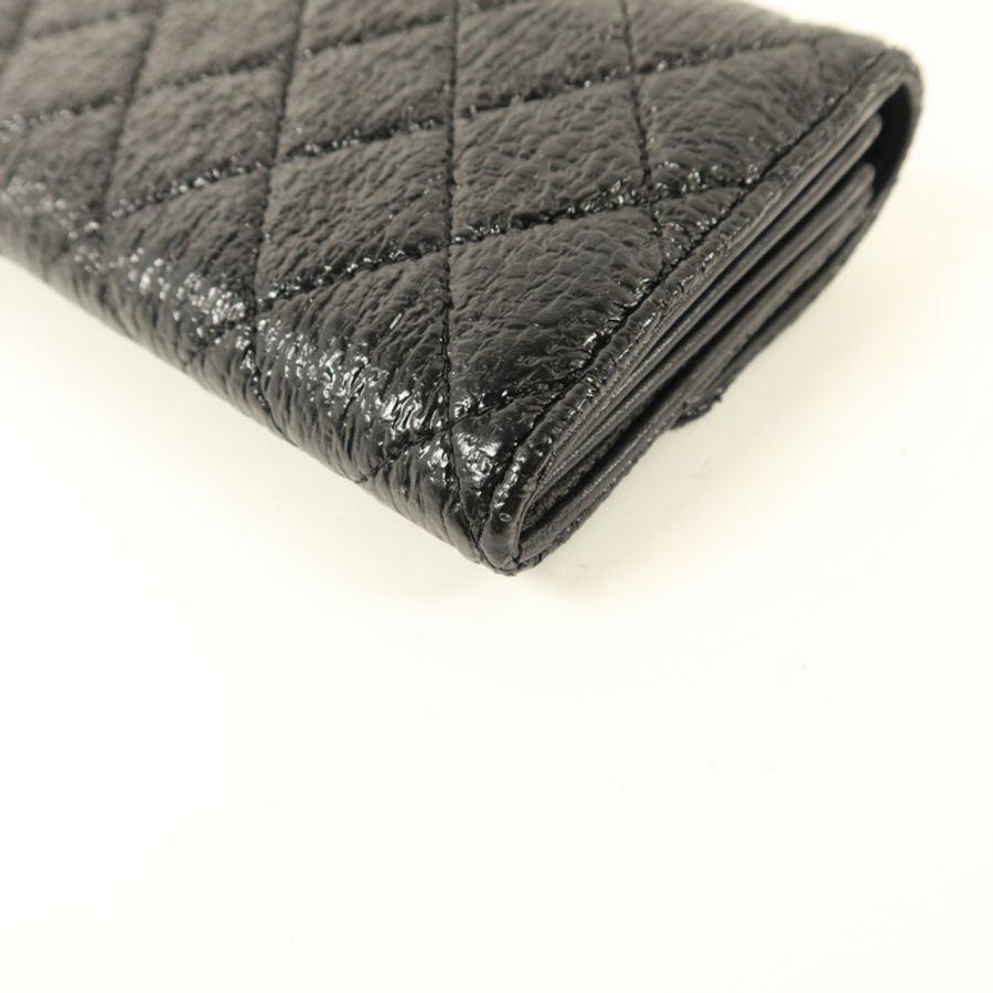 CHANEL 漆皮皮革Long Wallet銀扣長錢包-11