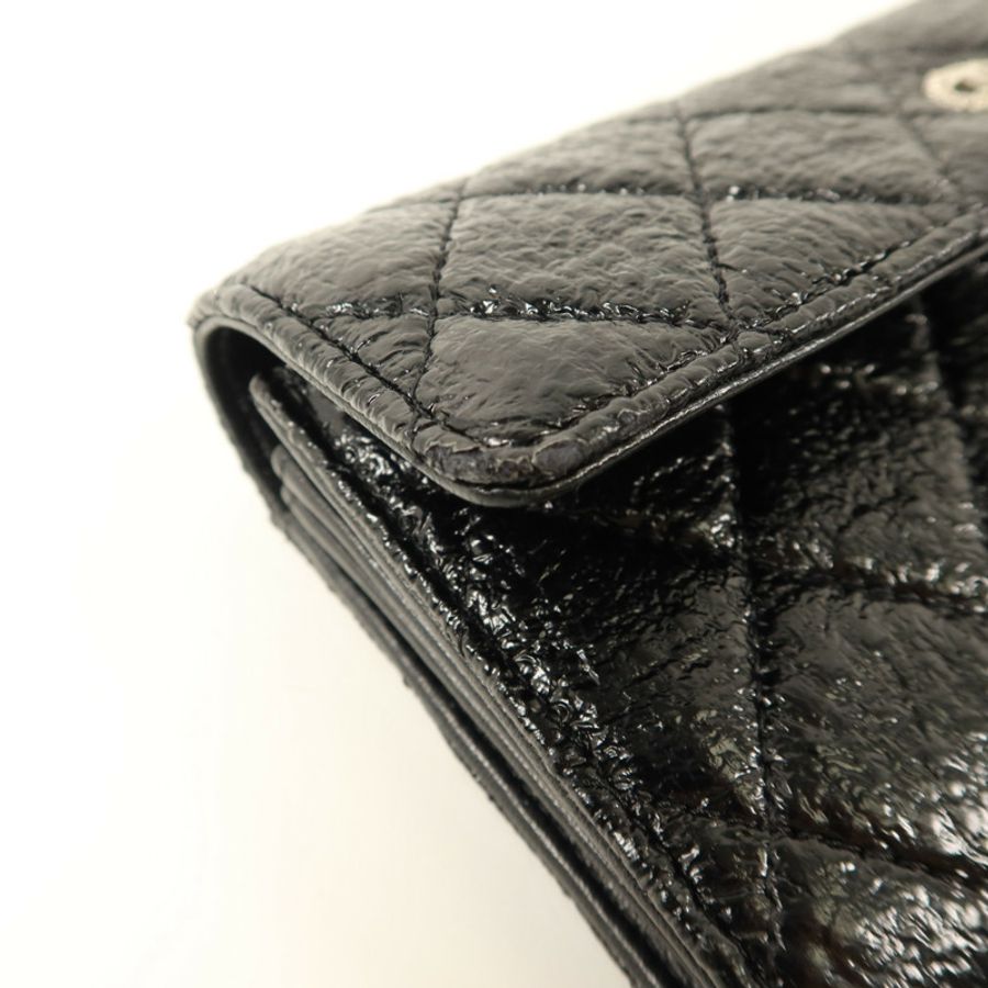 CHANEL 漆皮皮革Long Wallet銀扣長錢包-17