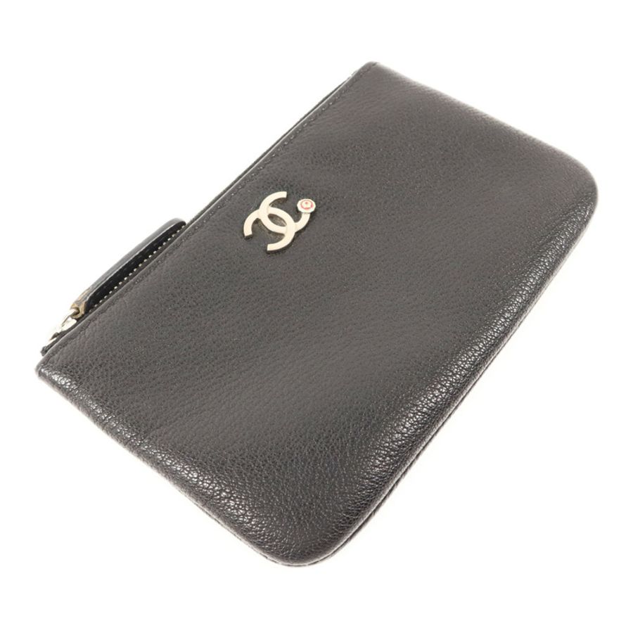 CHANEL 牛皮皮革Mini Pouch銀扣小袋-2