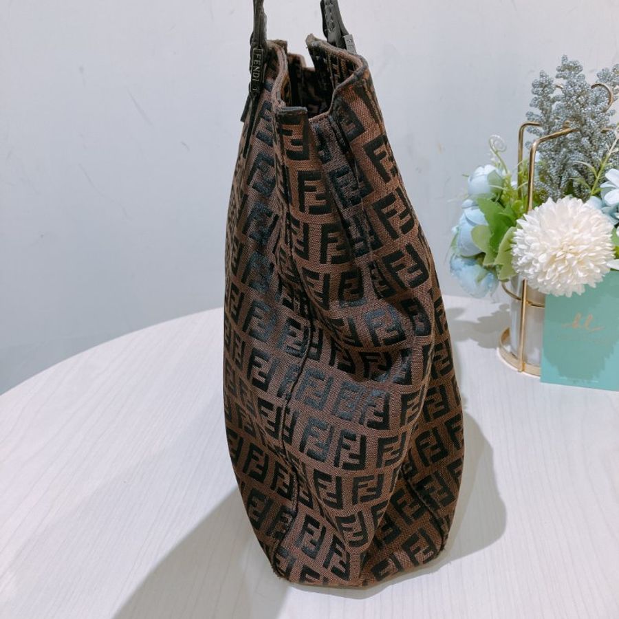 TK1982 芬廸 中古 手提包 Fendi Vintage Small Zucchino Tote Bag Canvas Brown-3