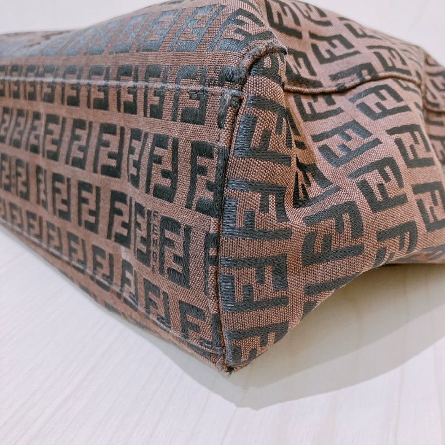 TK1982 芬廸 中古 手提包 Fendi Vintage Small Zucchino Tote Bag Canvas Brown-6