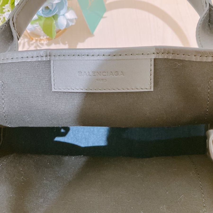TK1984 巴黎世家 牛仔布拼牛皮 手提袋 Balenciaga Cabas S Tote Bag Denim Navy x Black-14