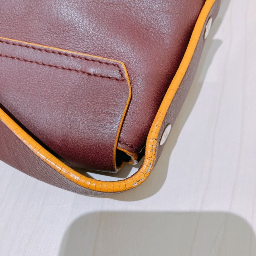 TK1981 Loewe Vintage Flap Shoulder Bag Lambskin Red x Yellow-14