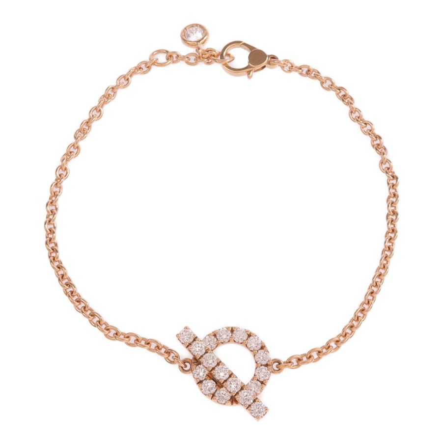HERMES 18K玫瑰金Finesse Bracelet鑽石手鏈-3