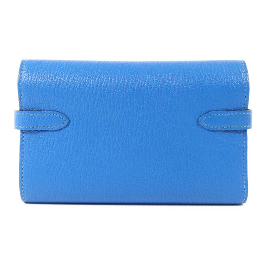 HERMES 【Hermes Fair】Chevre皮革Kelly Short Wallet銀扣錢包Bleu Electrique-1