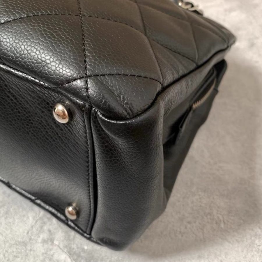 ♥️CHANEL香奈兒黑銀荔枝托特包-9
