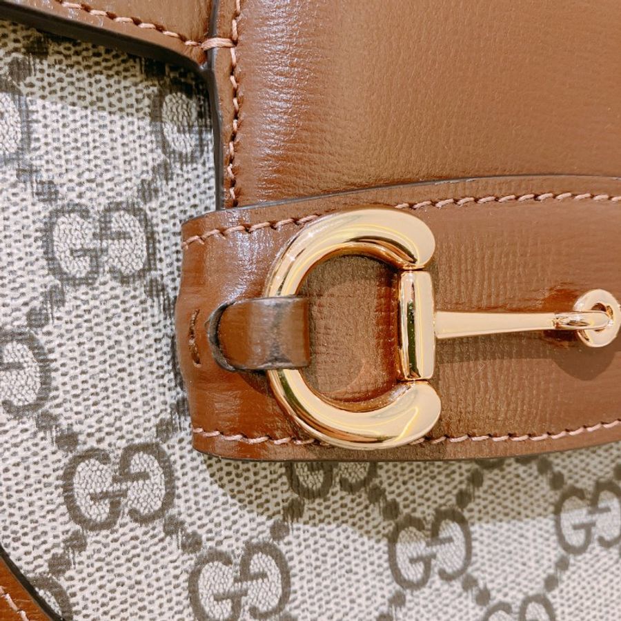 TK1987 古馳 迷你馬鞍包 斜背包 單肩 Horsebit 1955 Small Shoulder Bag Canvas Brown-6