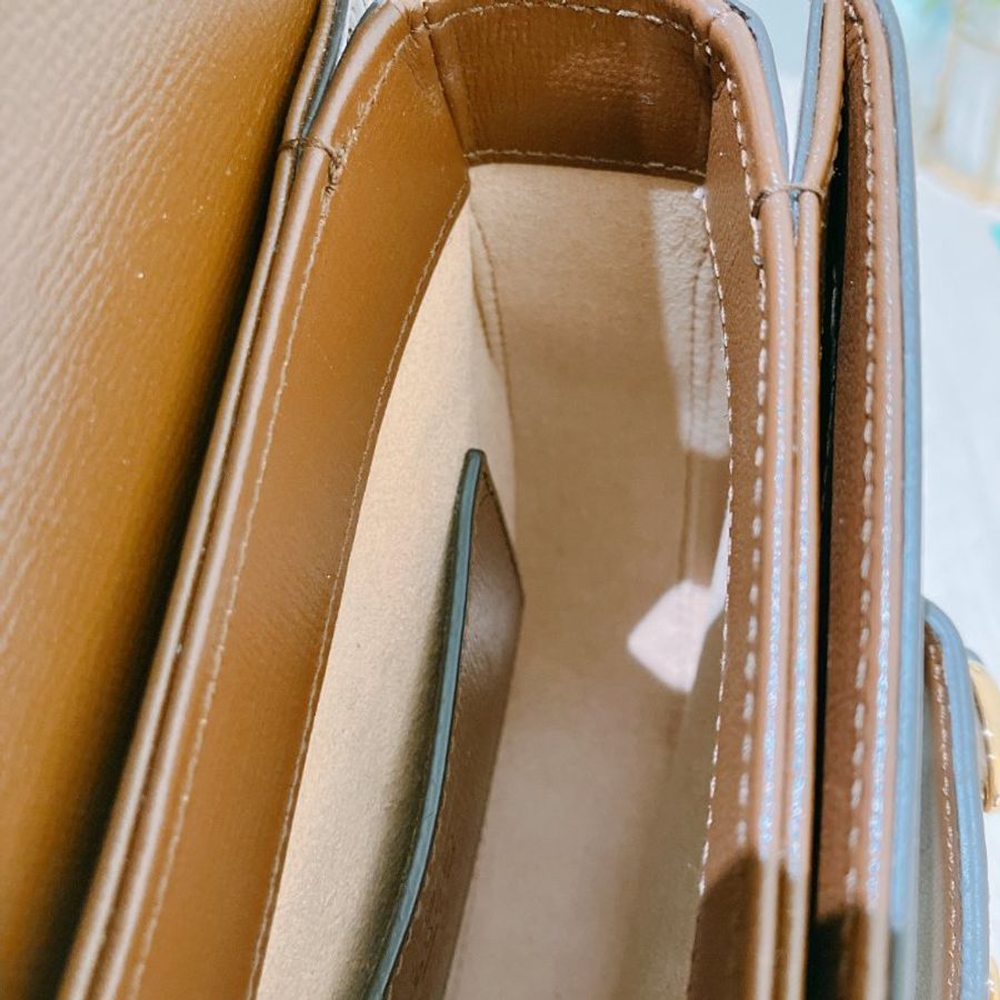 TK1987 古馳 迷你馬鞍包 斜背包 單肩 Horsebit 1955 Small Shoulder Bag Canvas Brown-19