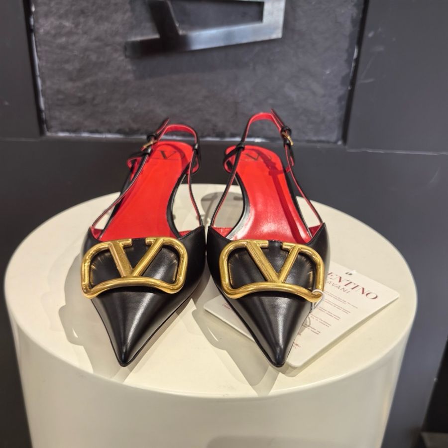 全新全套Valentino華倫天奴 牛皮高跟鞋 4cm 女款 黑色 38.5碼-1