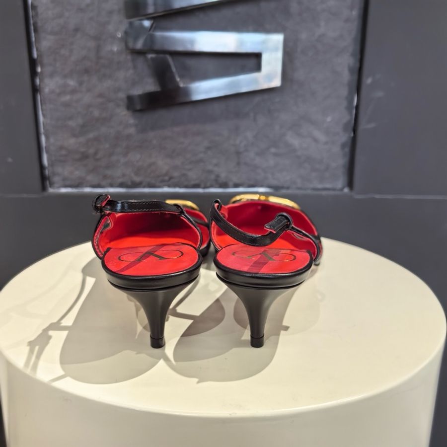 全新全套Valentino華倫天奴 牛皮高跟鞋 4cm 女款 黑色 38.5碼-2