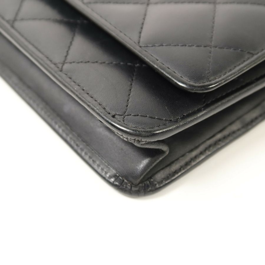 CHANEL 牛皮皮革Wallet on Chain銀扣鏈帶肩背袋-12