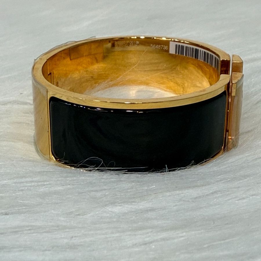HERMES CLIC H LOGO GM 89黑色 黃金色 中版 琺瑯 手環 手鐲-2