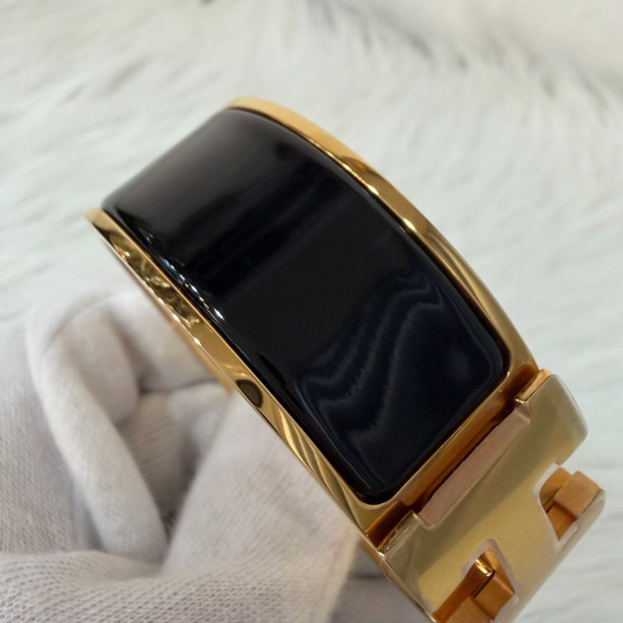 HERMES CLIC H LOGO GM 89黑色 黃金色 中版 琺瑯 手環 手鐲-6