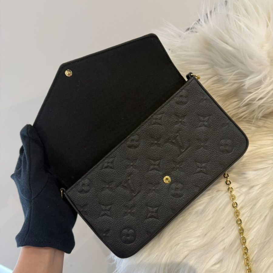 LV 黑壓紋三合一鍊包-4