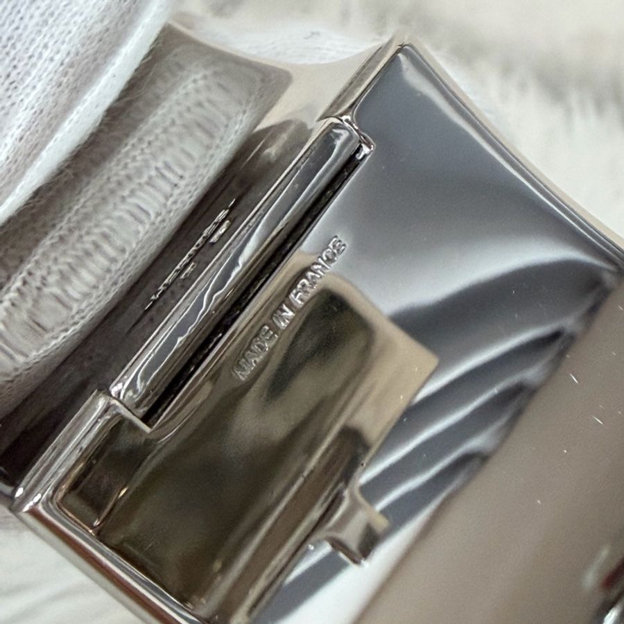HERMES 銀色 白金色 白 琺瑯 POP H LOGO PM 寬版 手環 手鐲-25