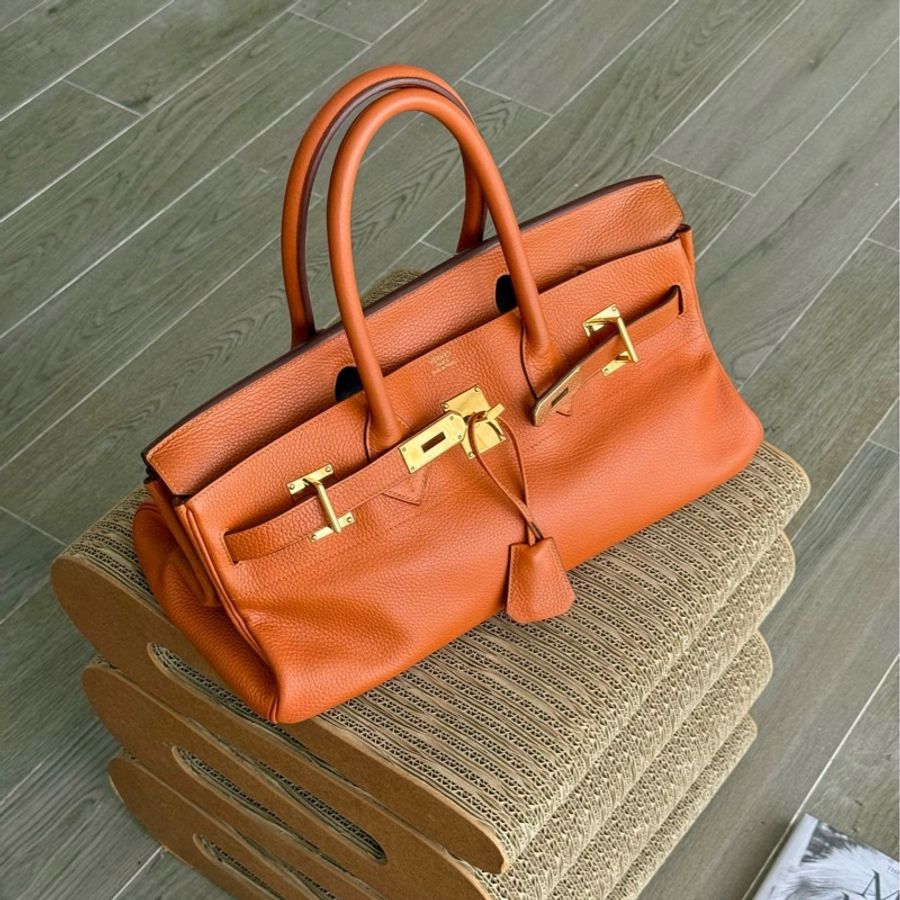 Birkin shoulder 42 93 愛馬仕橙 🍊金扣 太酷啦~。-3
