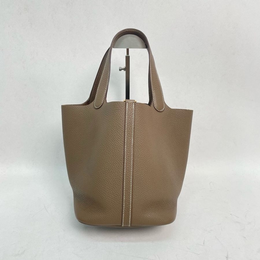 Hermes/愛馬仕 picotin22 菜籃子 大象灰 水桶包 尺寸:22*21*18。-2