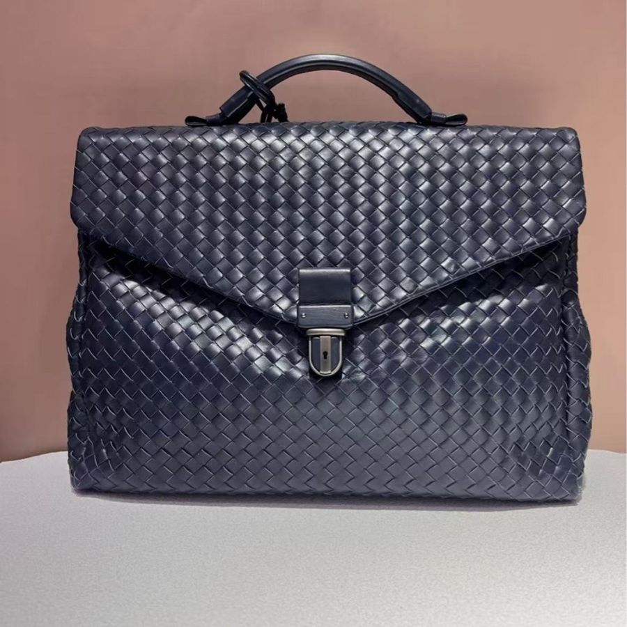 BV Bottega Veneta葆蝶家 牛皮 深藍色 手提公文包-0
