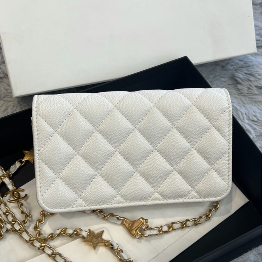 【接近全新❗️小巧精緻✨全網最低價】Chanel 24C聖誕白金星星woc鏈條包-2