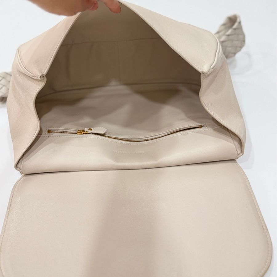 BOTTEGA VENETA BV 米色 編織背帶 全皮 肩背包 斜背包 側背包-14