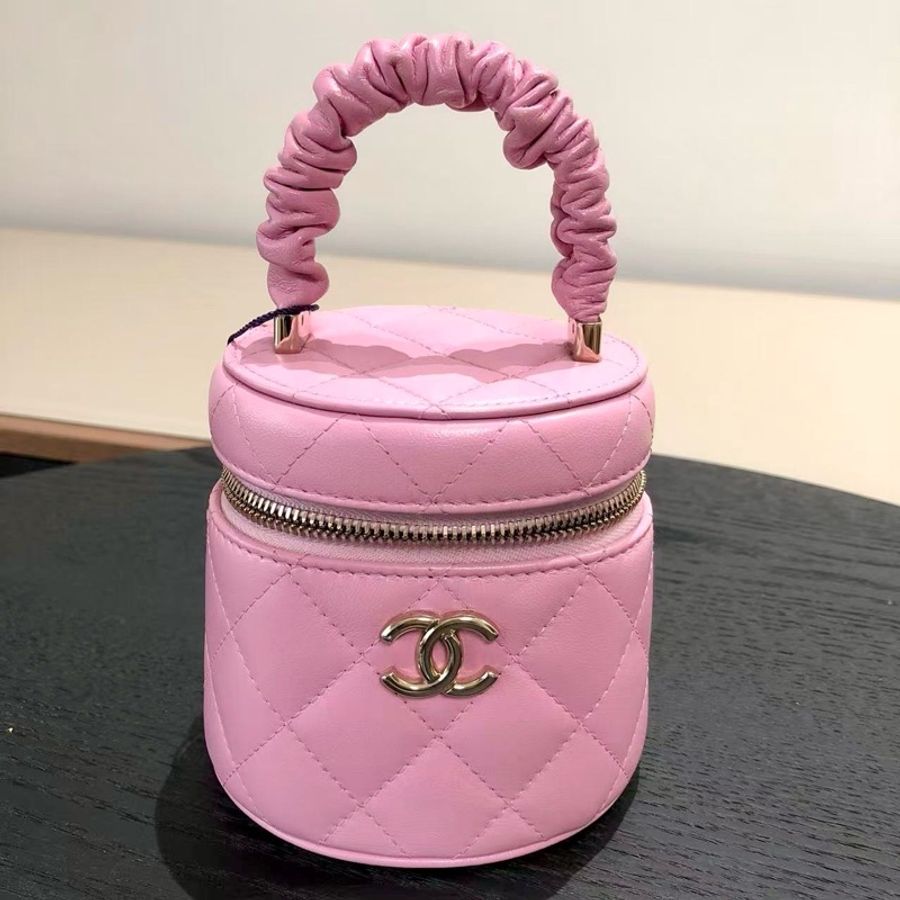Chanel香奈兒粉色肥腸水桶包22S小號,-2
