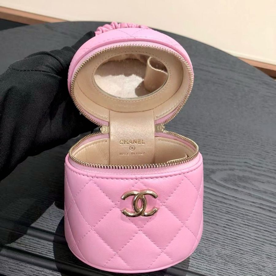 Chanel香奈兒粉色肥腸水桶包22S小號,-12