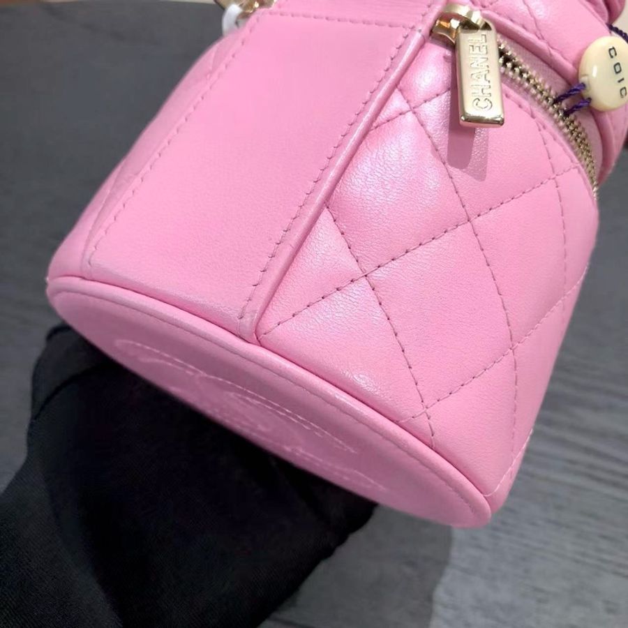 Chanel香奈兒粉色肥腸水桶包22S小號,-13