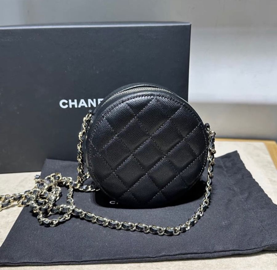 【99新 ✨ 全網最低價!】Chanel 水鑽CC荔枝皮 小圓餅包 斜挎包(下單前先詢問庫存❗️)-4