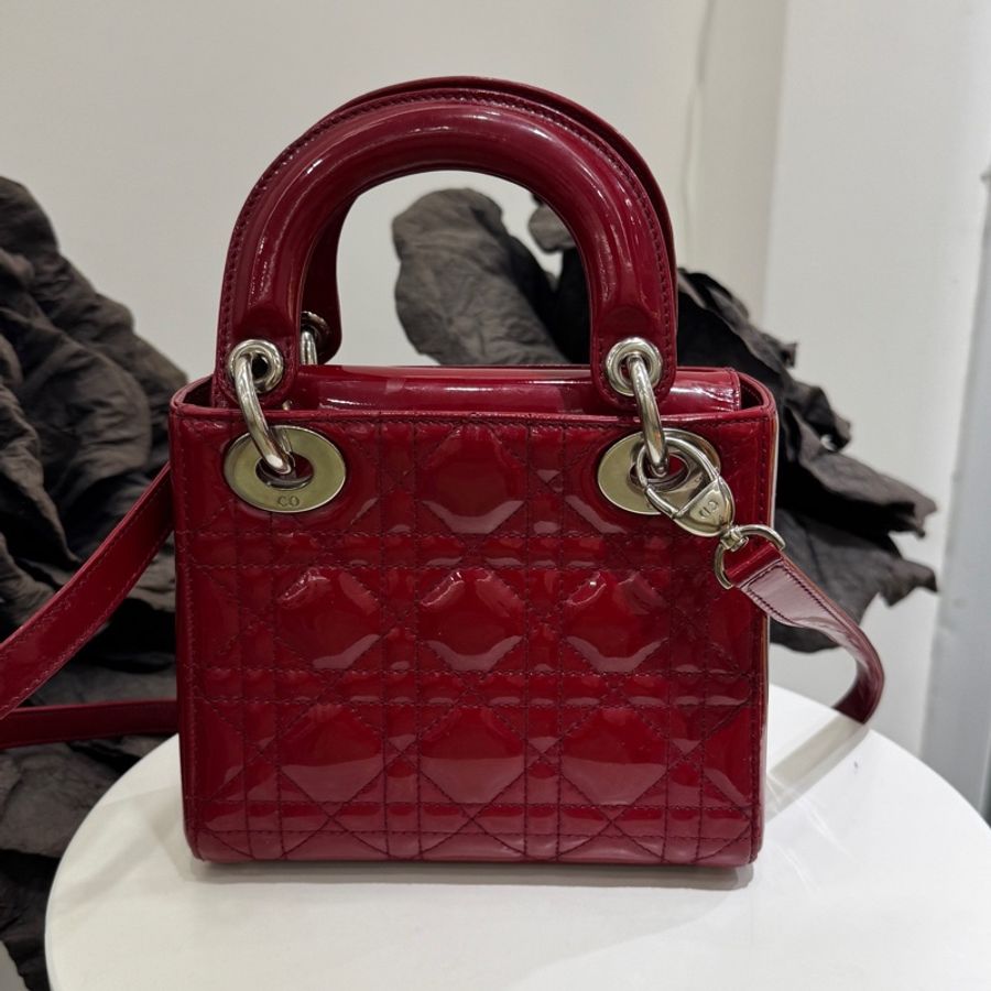 dior/迪奧 戴妃包紅色漆皮三格 13年.-1