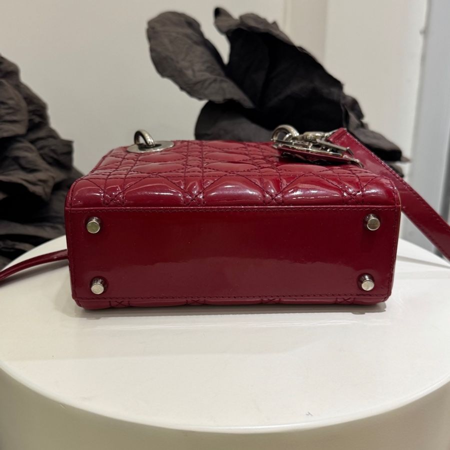 dior/迪奧 戴妃包紅色漆皮三格 13年.-6