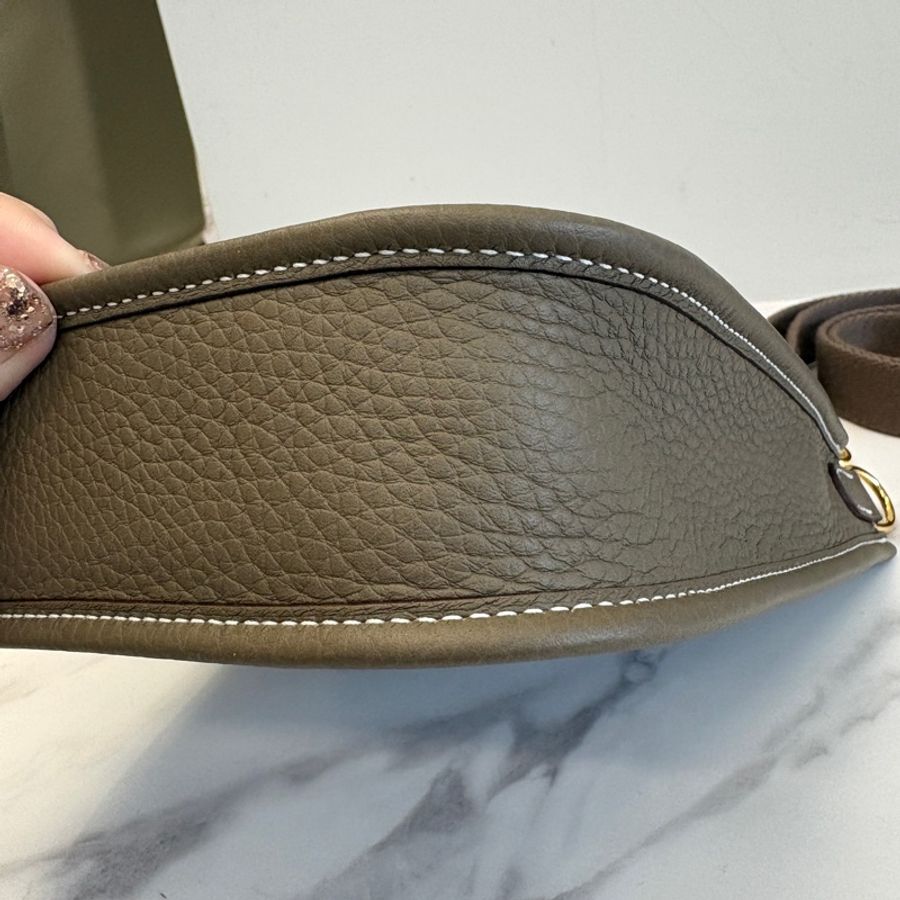 Hermes evelyne16 大象灰金釦 同色肩帶 K刻-7
