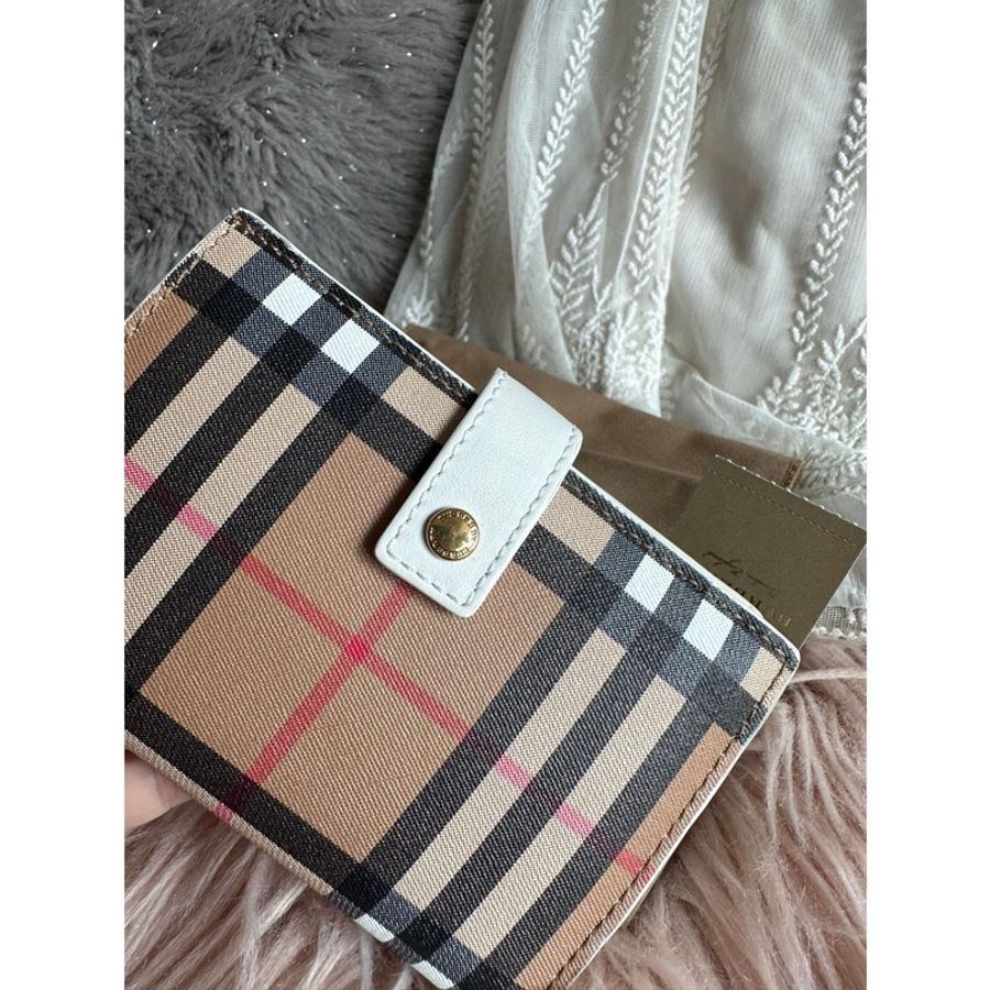 博柏利 錢包Burberry 白色經典格紋短皮 白色 wallet-2