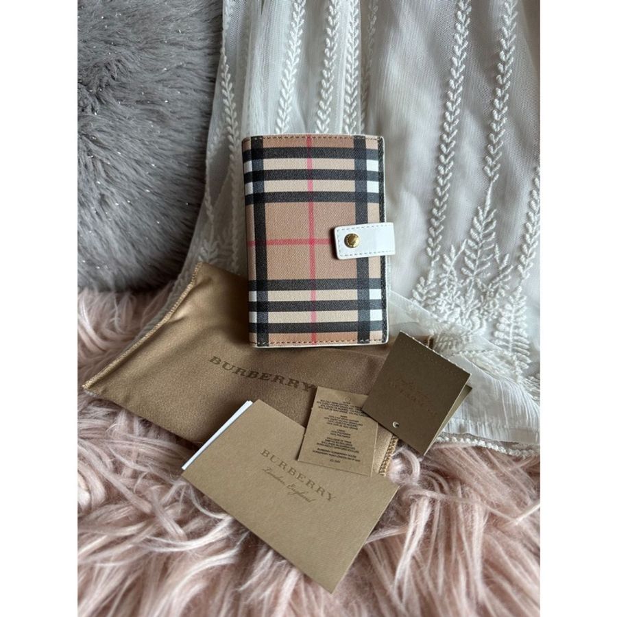 博柏利 錢包Burberry 白色經典格紋短皮 白色 wallet-5