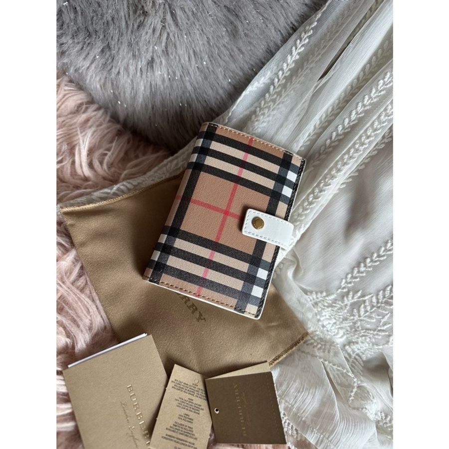 博柏利 錢包Burberry 白色經典格紋短皮 白色 wallet-9