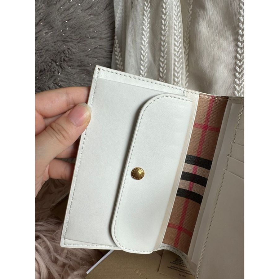 博柏利 錢包Burberry 白色經典格紋短皮 白色 wallet-15