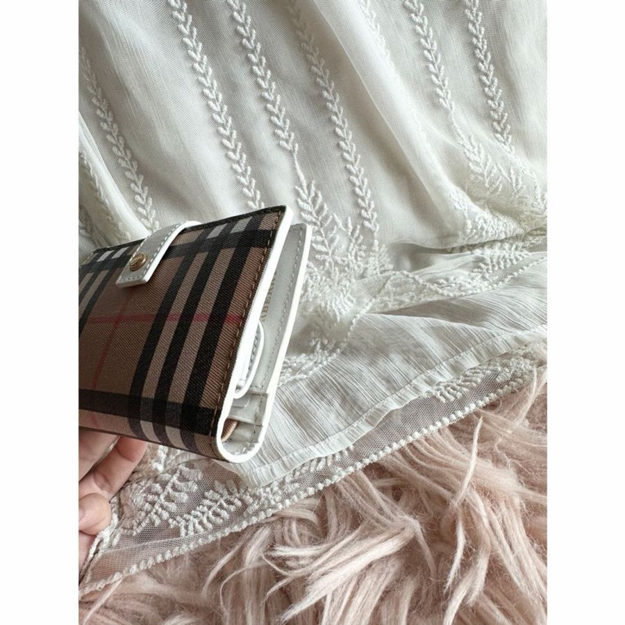 博柏利 錢包Burberry 白色經典格紋短皮 白色 wallet-18
