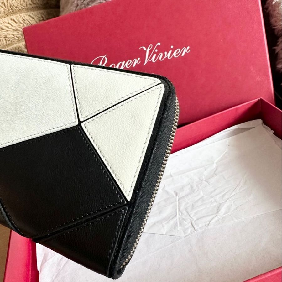 羅傑·維維耶 RV 方扣 手拿包 錢包 短夾 Roger Vivier 黑白拼色 長夾|閑置-6