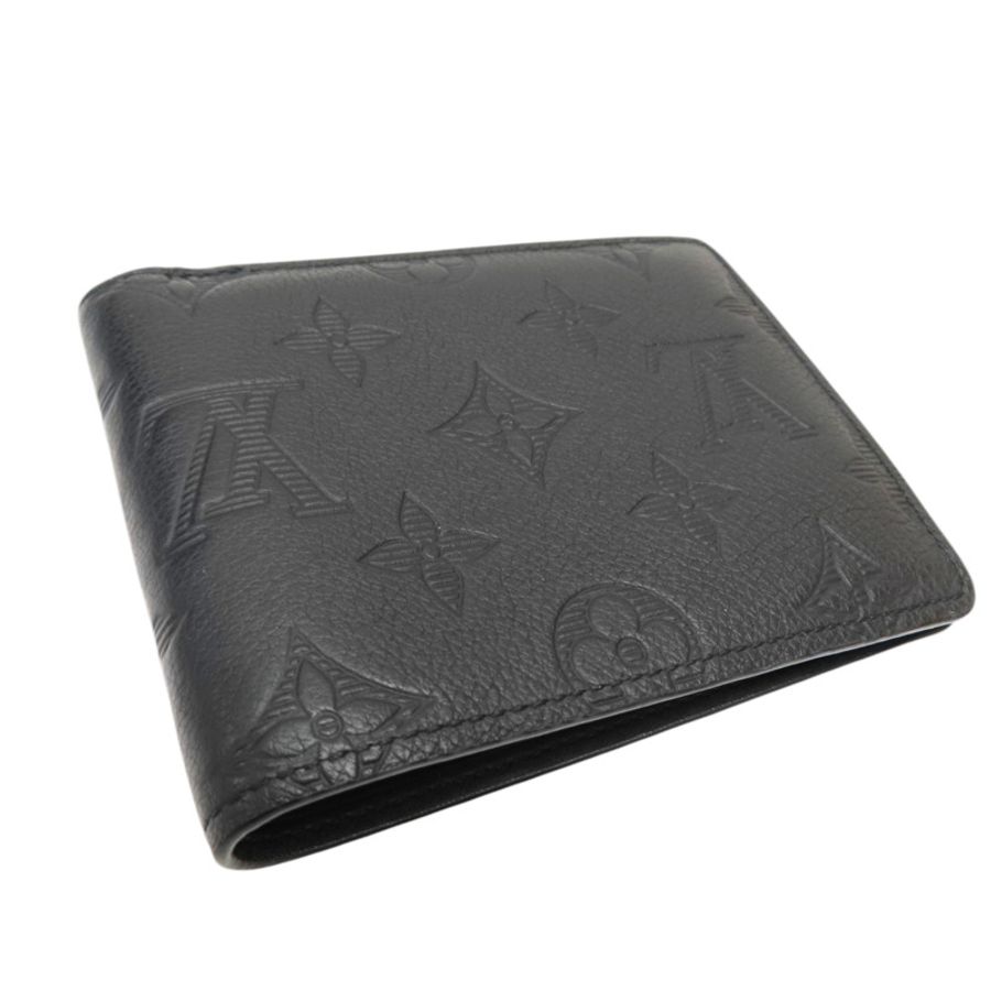 黑色 壓紋牛皮 原花 Multiple 短夾【LOUIS VUITTON LV 路易威登】 M62901-3