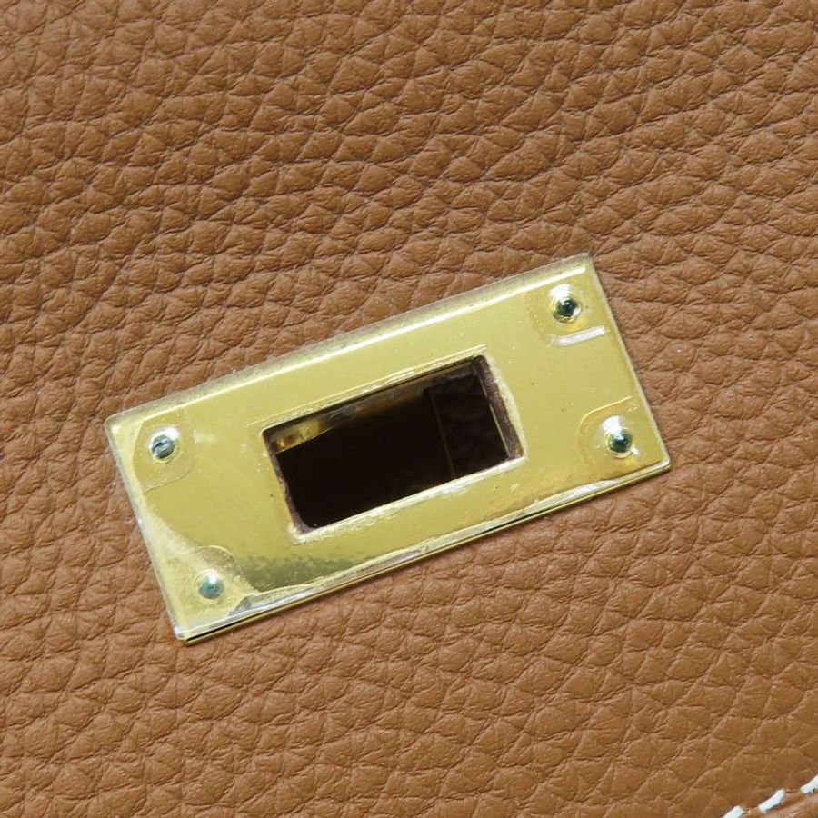 金棕色 Togo牛革 Kelly 32 凱莉包 兩用包 A刻 金扣-11