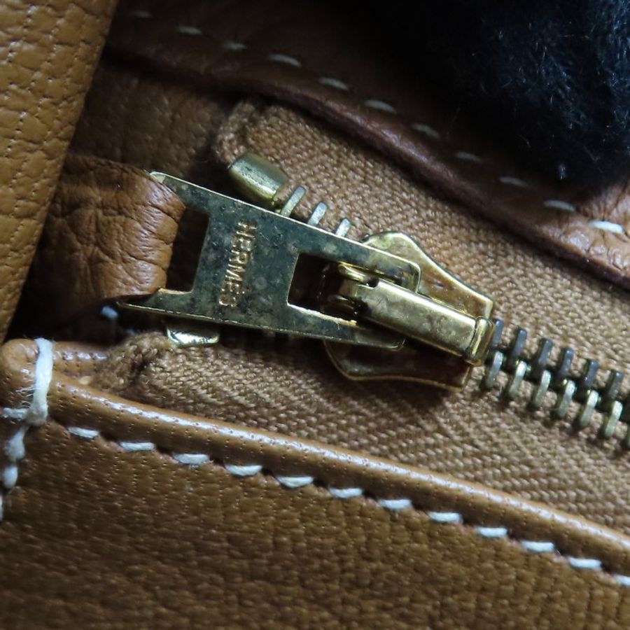金棕色 Togo牛革 Kelly 32 凱莉包 兩用包 A刻 金扣-17