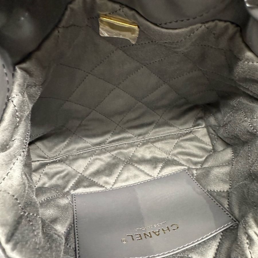 Chanel香奈兒 22 BAG mini牛皮 深灰色 金扣 單肩斜挎包 (23B)-7