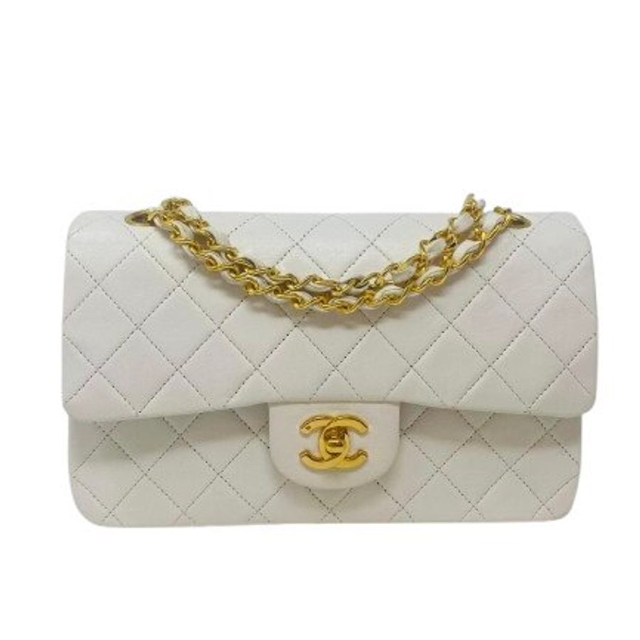 香奈兒 Chanel 白色 White 雙蓋頭 Double Flap 雙層翻蓋 菱格紋 鏈條包 口蓋包 肩背包 斜挎包-1
