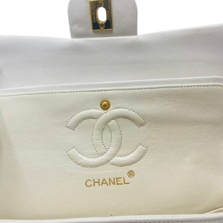 香奈兒 Chanel 白色 White 雙蓋頭 Double Flap 雙層翻蓋 菱格紋 鏈條包 口蓋包 肩背包 斜挎包-5