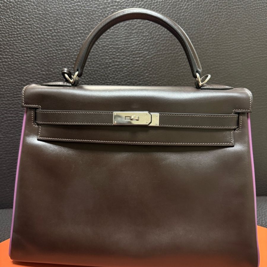Hermes Kelly 2 Handbag 凱莉包 咖紫 復古絕版品-2