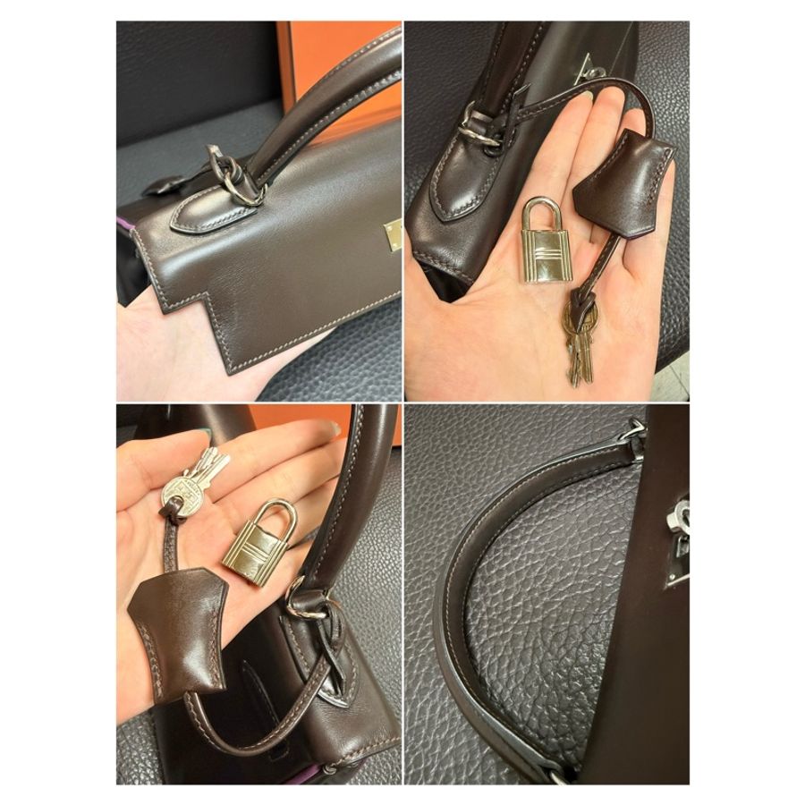 Hermes Kelly 2 Handbag 凱莉包 咖紫 復古絕版品-69