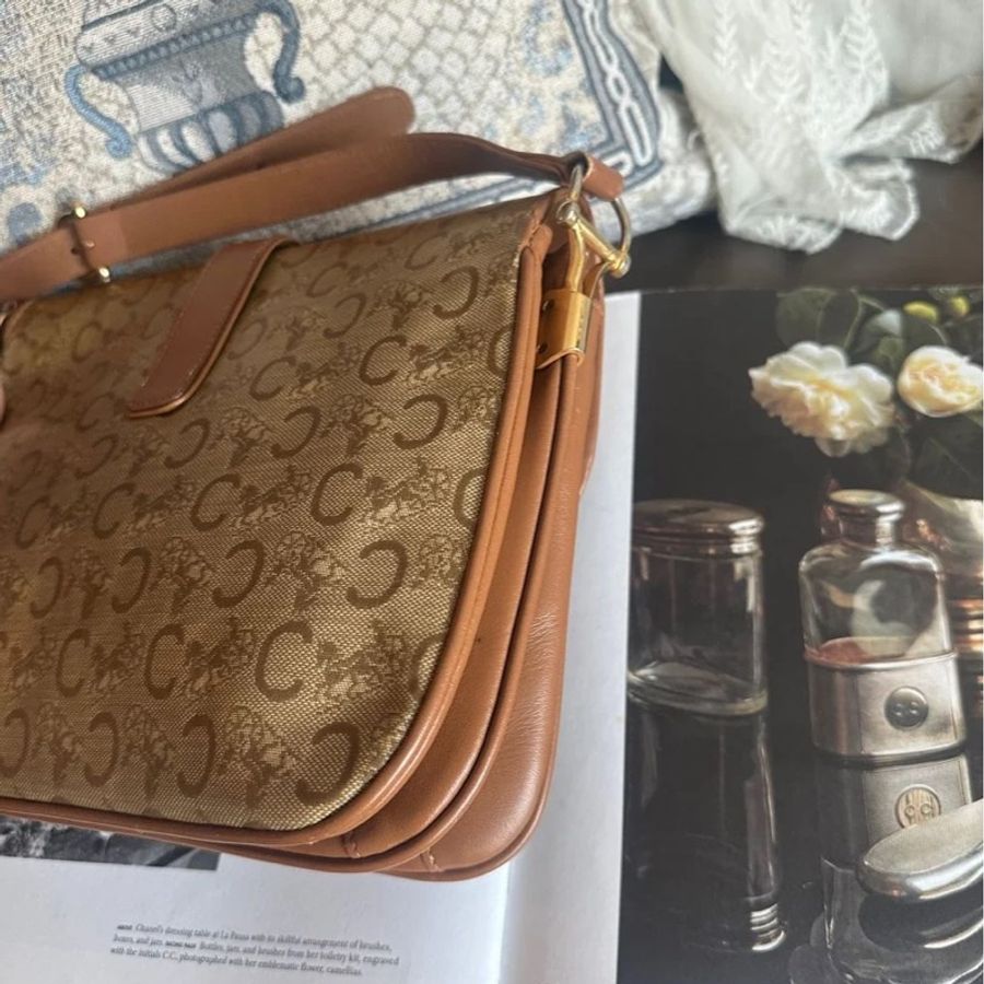 思琳 中古馬車金具 老花郵差包 斜挎包 Celine vintage crossbody bag-11