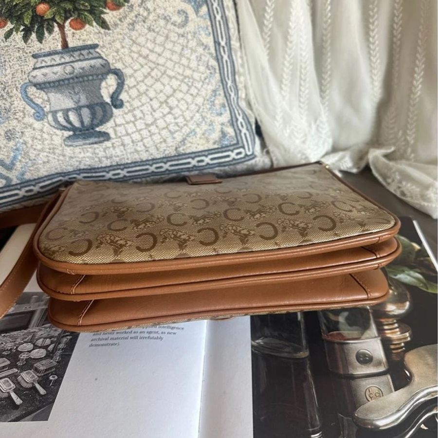思琳 中古馬車金具 老花郵差包 斜挎包 Celine vintage crossbody bag-13