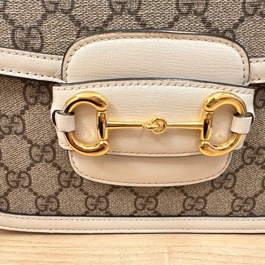 GUCCI 1955 Horsebit baga馬銜扣 肩背包 斜背包(602204-白)-2