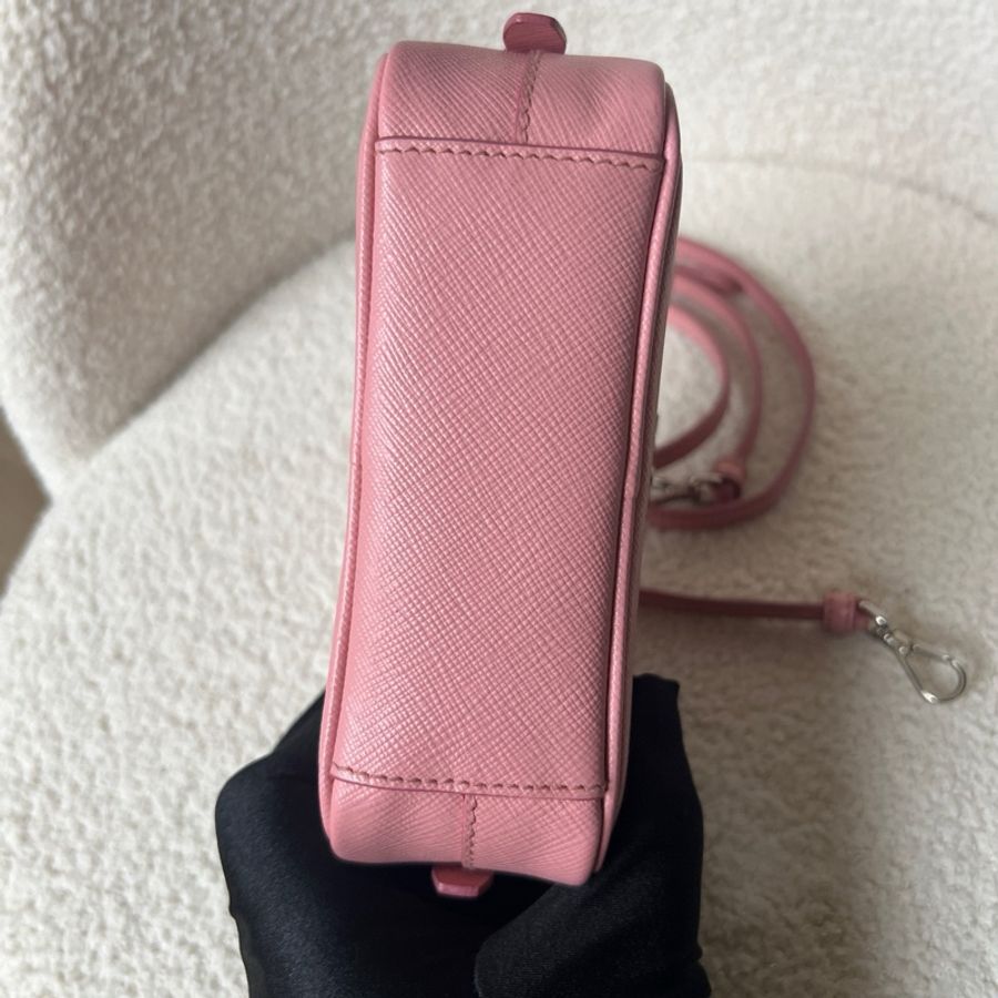 98新Prada普拉達蝴蝶結包 mini淺粉色小斜挎 尺寸:15*10*5cm 。-5